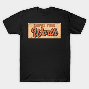 Knows Your Worth Vintage Typography T-Shirt